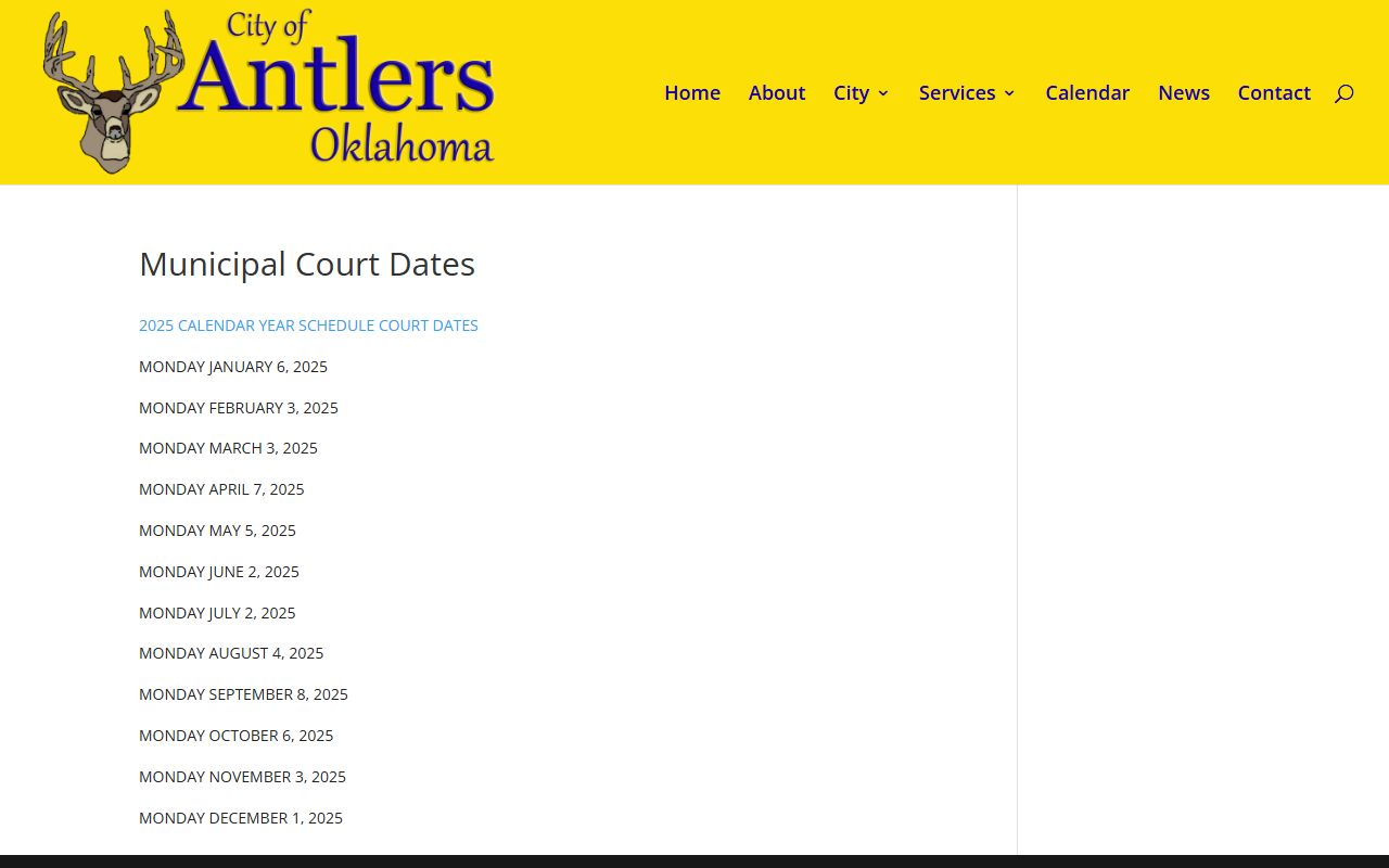 Pushmataha County court dockets and the Antlers Municipal Court schedule